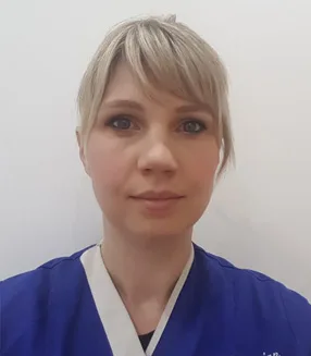 Portrait of Sylvia, head dental nurse and beauty therapist
